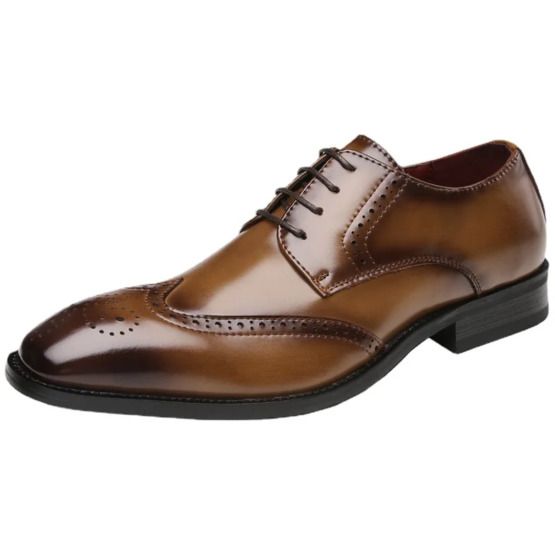 sh12038a Brogue Shoes Men Classic Italian Brand Mens Formal Genuine Leather Brown Office Shoes