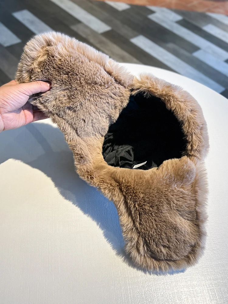 Wholesale Fashion Winter Thicken Warm Plush PU Leather Trooper Hats With Ear Flaps