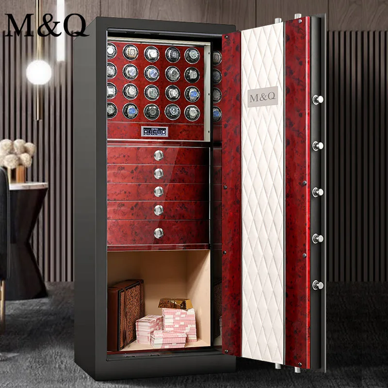 Custom Home use steel fingerprint lock safe watch winder luxury jewelry drawer money security safe box 20 slots