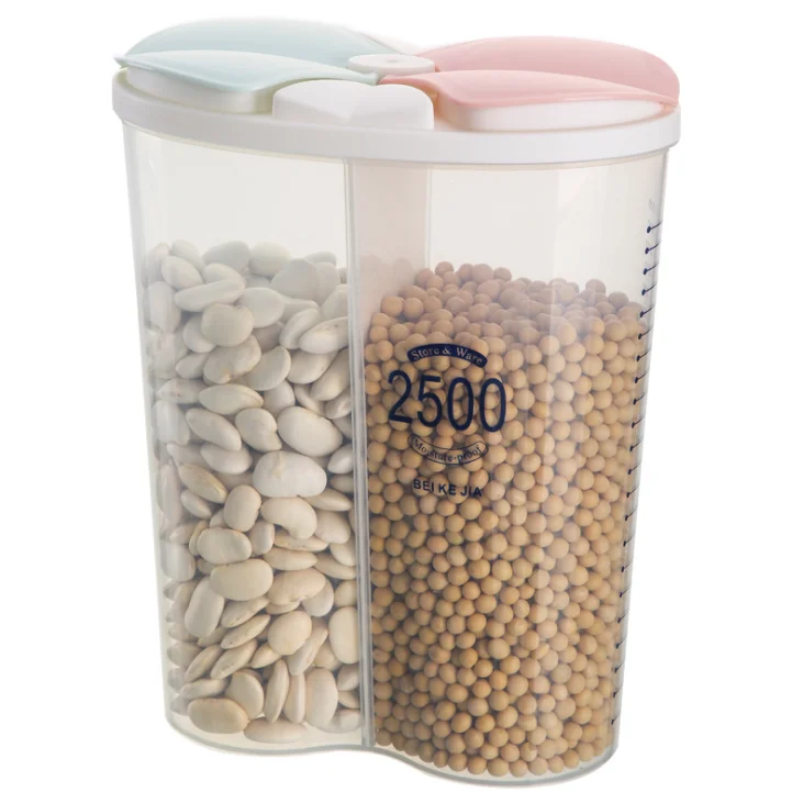 2/3/4 Grids Grain Rotating Plastic Cereal Dispenser Container Rice Dispenser Storage Box Home and Kitchen Food Container