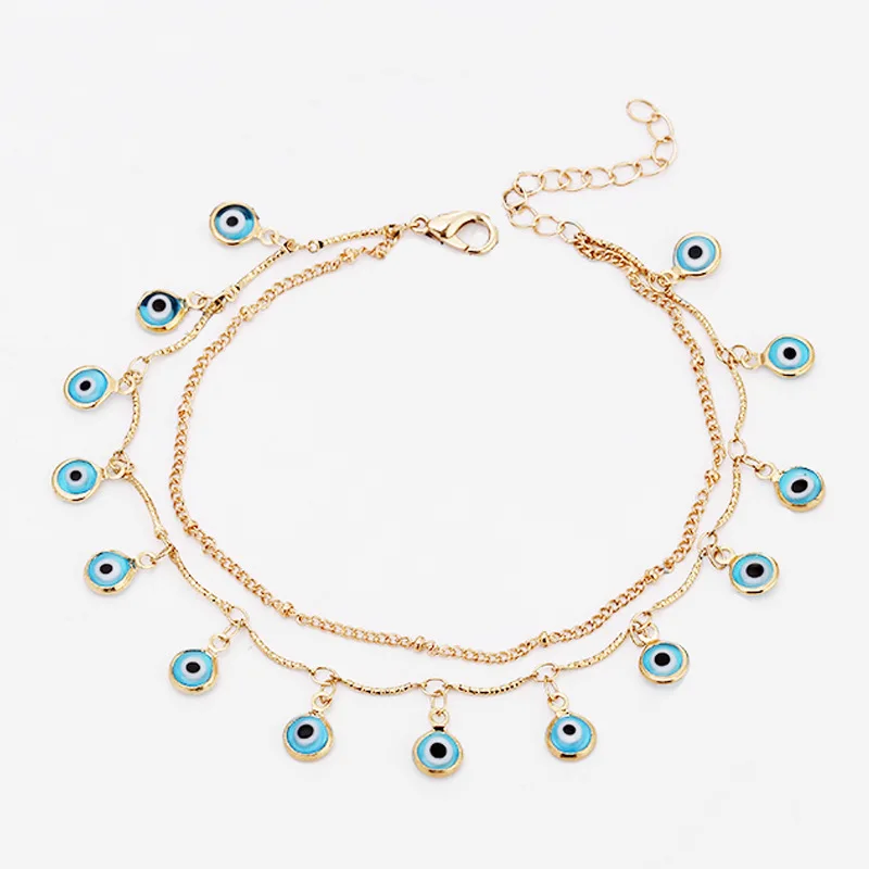  2021 Cute Gold Plated Anklets Women Evil Eyes Boho Foot Chain
