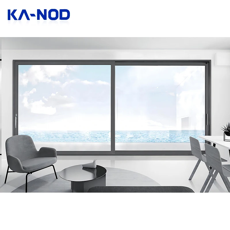 KANOD Customized Interior Sliding Glass Door Synchronous Soft Closing Sliding Door Aluminum Interior Black Frame Sliding Doors