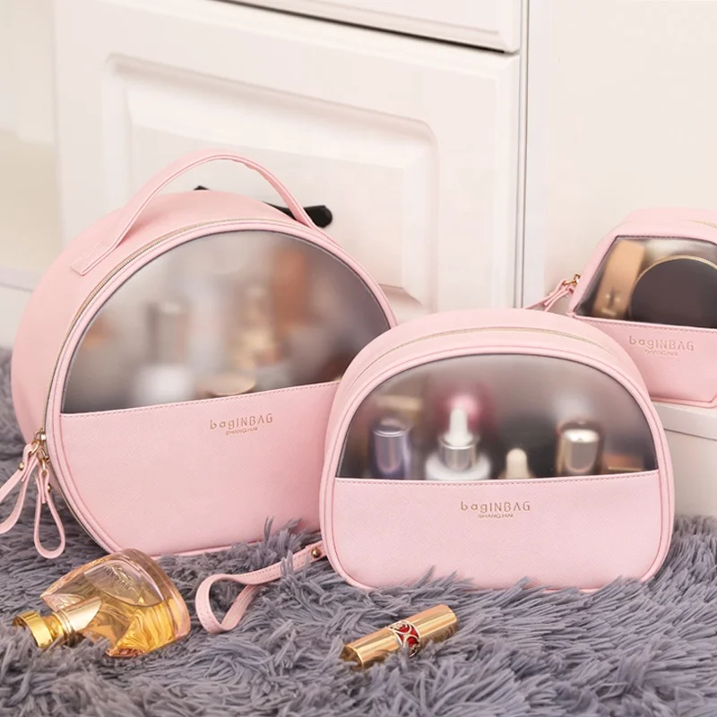 Travel Portable Clear Transparent PVC  Waterproof Personal Care Makeup Organizer Cosmetic Bags Frosted Travel Pouch bag