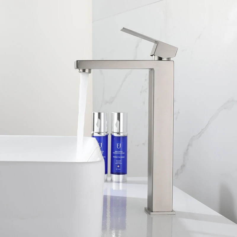 Modern Simple Design Matte Black Square Basin Tap Mixer Waterfall Bathroom Faucet Tap Brass Single Handle Washroom Faucets