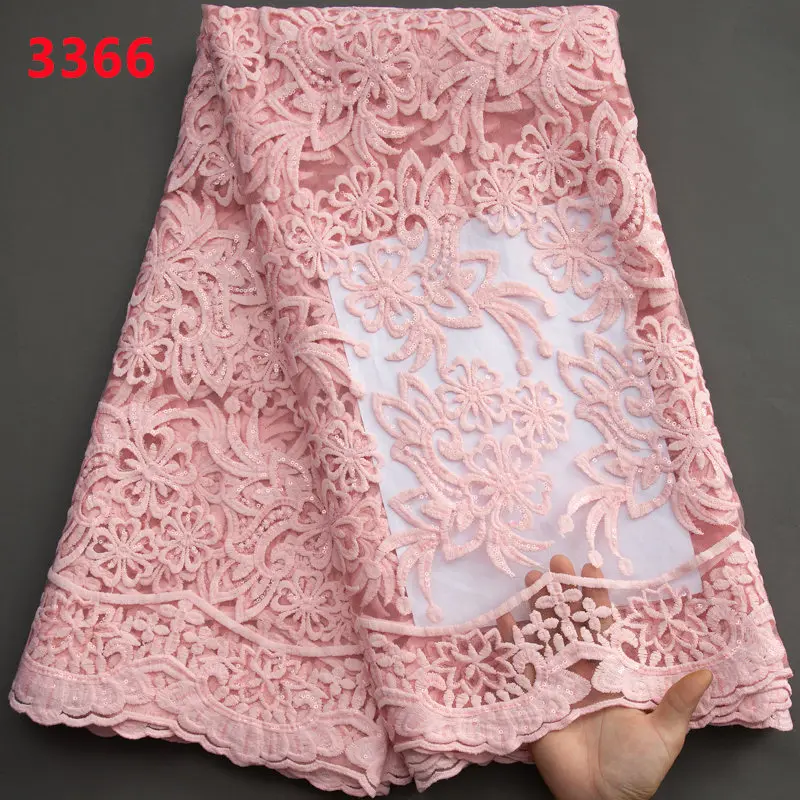 3366 Plain Cobalt Blue French Mesh Milk Silk Lace Fabric with Sequins Wholesale African Lace Fabric for Nigerian Women Dresses