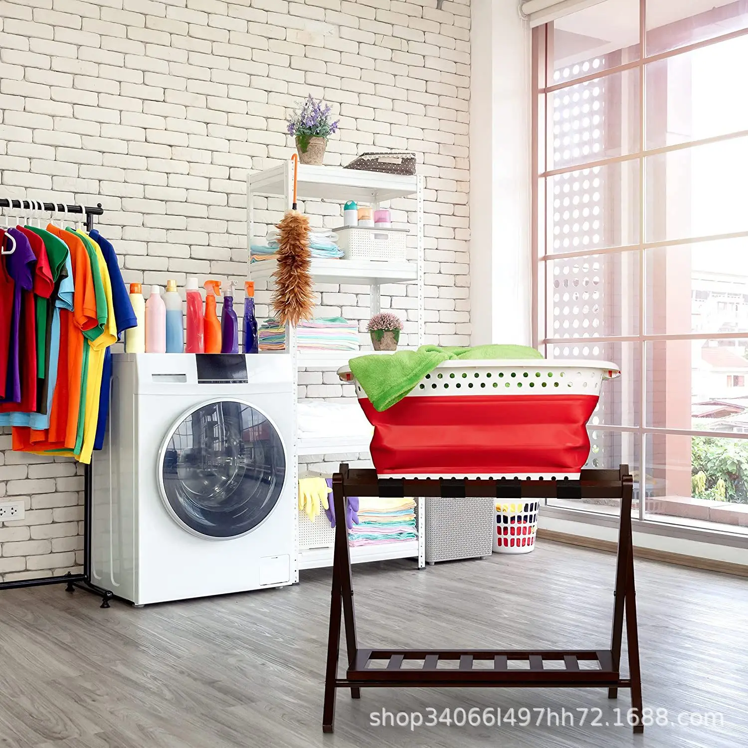 Suitcase Stand Wood Folding Luggage Rack Hotel Storage Foldable Luggage Rack Stand for Guest Room Wooden Luggage Rack with shelf