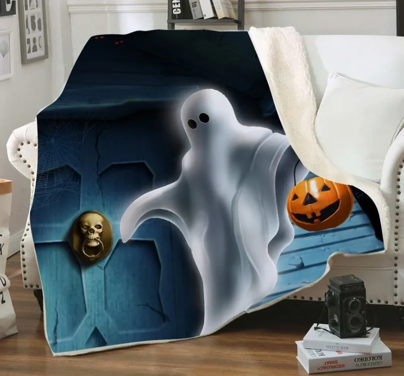 Cheap Promotional Halloween Grinch Print Soft Flannel Coral Blanket