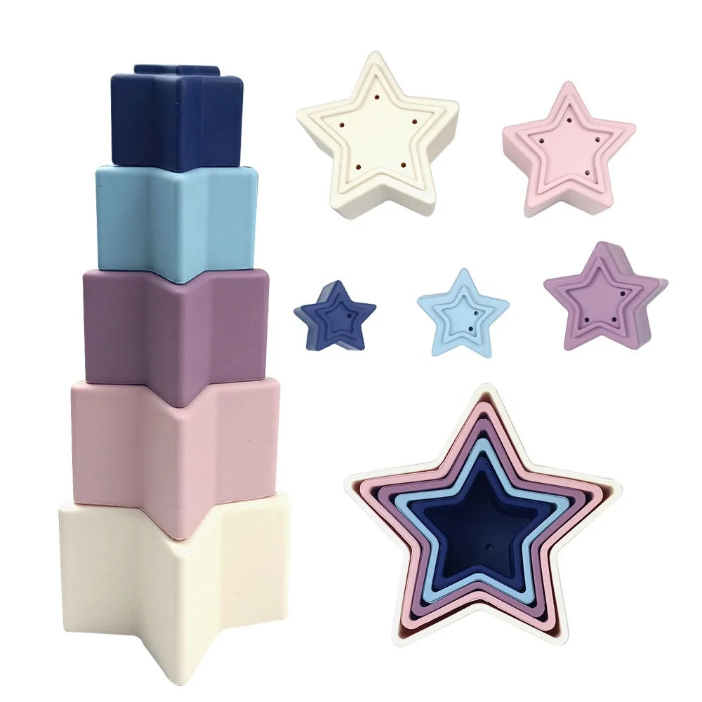LoveBond New Products Baby Silicone Stacking Toys Infants Education Toys Rainbow Building Blocks For Children