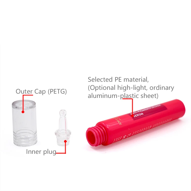 19mm Glass Dropper Cap Tube Eye Cream Aloe Vera Gel Packaging PE Soft Tube 10-25ml Skincare Container Durable High Gloss Finish