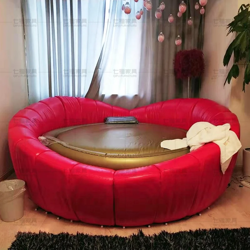 2020 New Style Genuine Leather Round Bed for Hotel