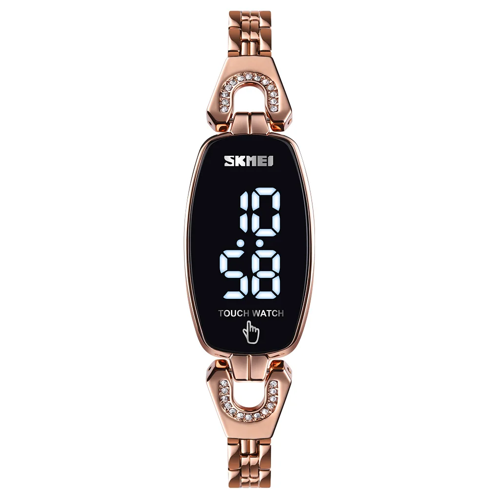 Original hand touch ladies wristwatch Skmei 1588 luxury led light display digital movement women