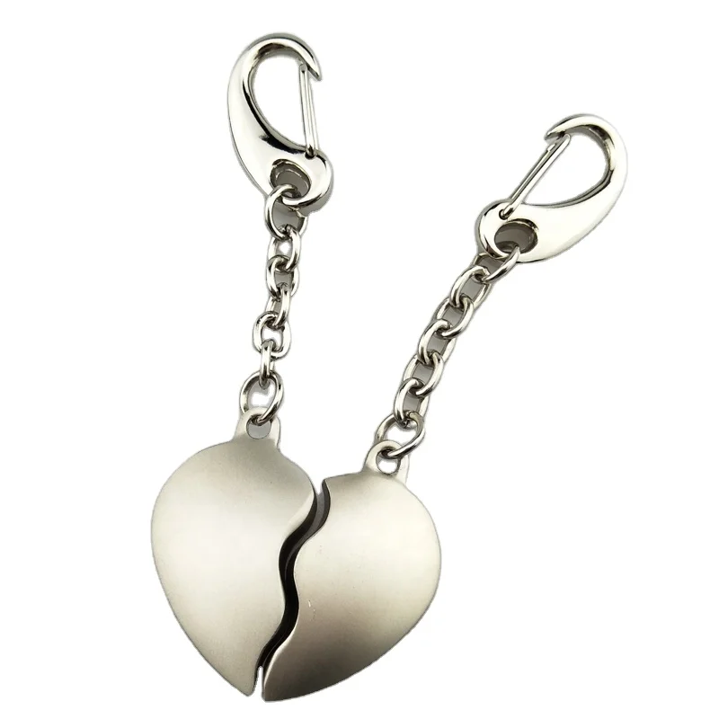 Custom couple keychain Love key Half Heart Shaped keychain