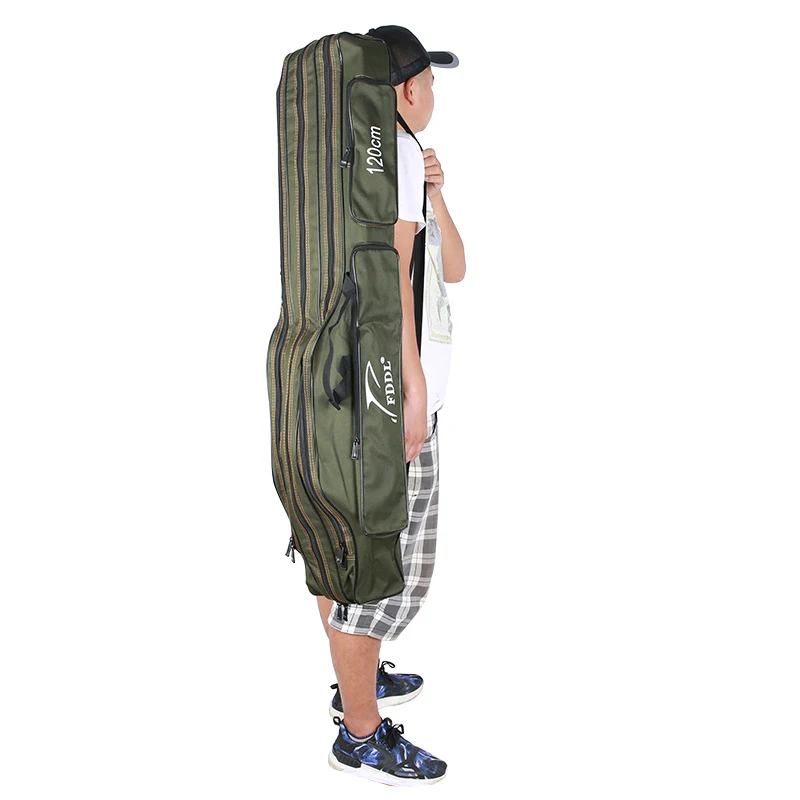 
Three layer fishing rod organizer bags 110-150cm canvas 600D pole package folding bags 