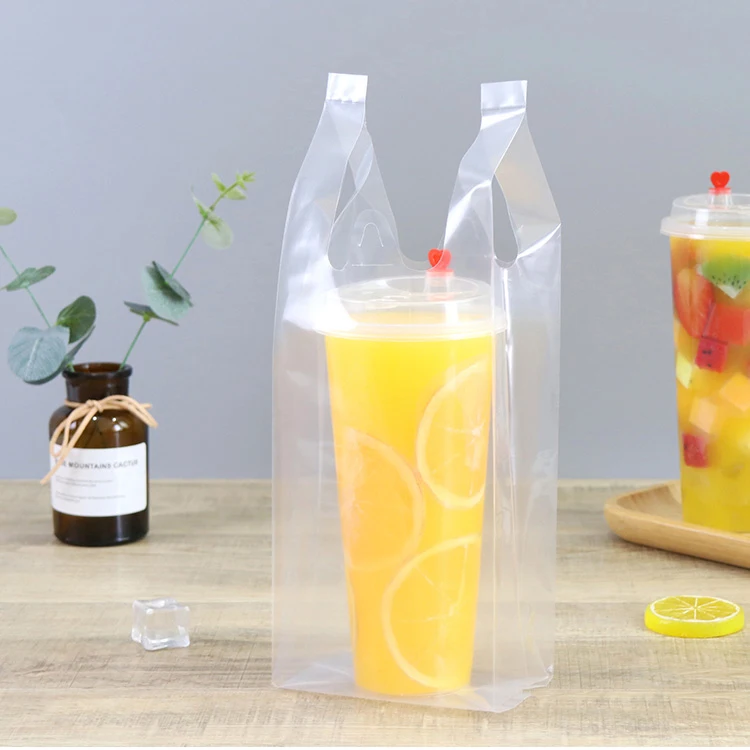 Custom logo T Shirt Eco Friendly degradable Poly Shop Bags Plastic Thank You Bags with Handle Transparent Fruit Shopping Bag