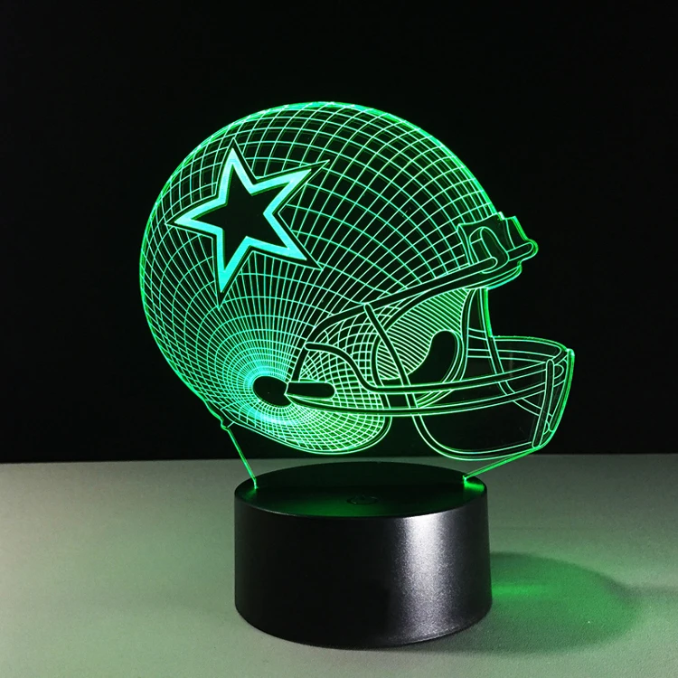 3D LED Night Light Football Helmet Philadelphia Eagles Flat Acrylic Optical Illusion Lighting Lamp