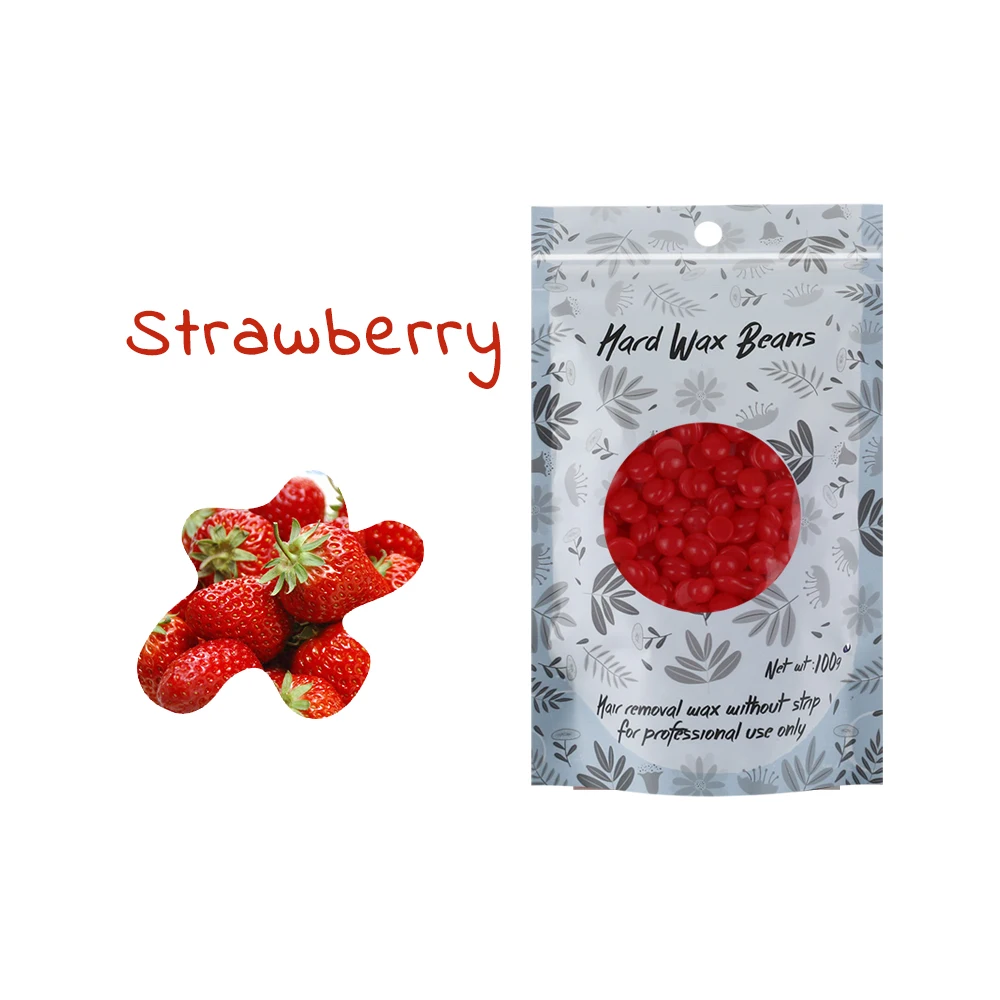 Wholesale Factory Hair Removal soy Wax 100g Strawberry Flavored Hard bean wax Hair Removal in Salon