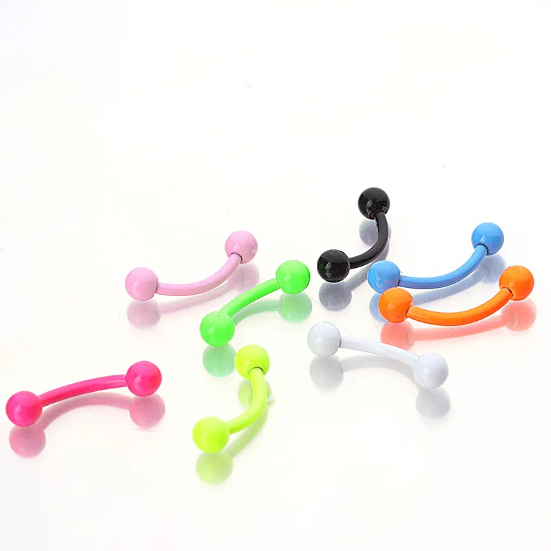 Fj Neon Color Paint Spherical Eyebrow Ring Eyebrow Ring Stainless Steel Body Piercing Jewelry