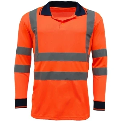 Unisex Safety Clothing Road Workwear Reflective Tape Stripes Orange Fluorescent T Shirts