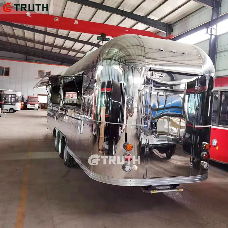 Customized Mobile Kitchen Food Van Catering Concession Truck Airstream Remorque Fast Food Trailer With Full Kitchen