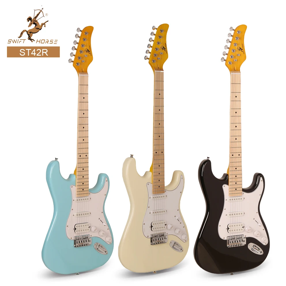 Популярная оптовая электрогитара ST SSH Pickup Paulownia Body Maple Neck Высокое качество Заводская цена OEM ODM Электрогитара