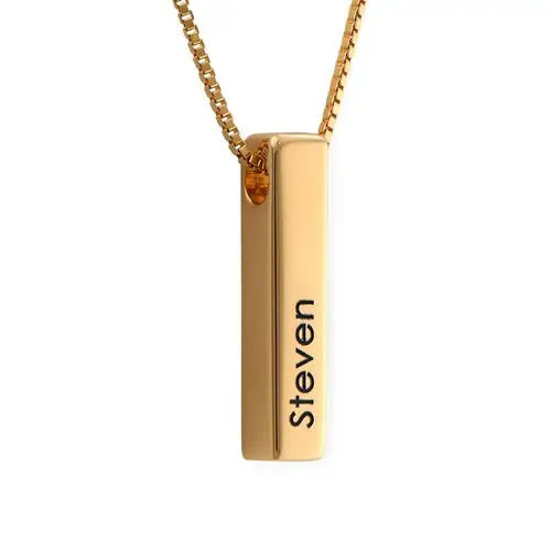 2020 Stainless Steel Jewelry 18k Gold Vertical Bar Necklace Custom Personalized Engraved Name Date Anniversary Women Necklace