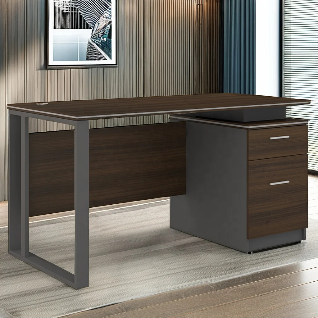 Metal Furniture Leg Base for Director Work Table Wood Tabletop Computer Desk with Drawer