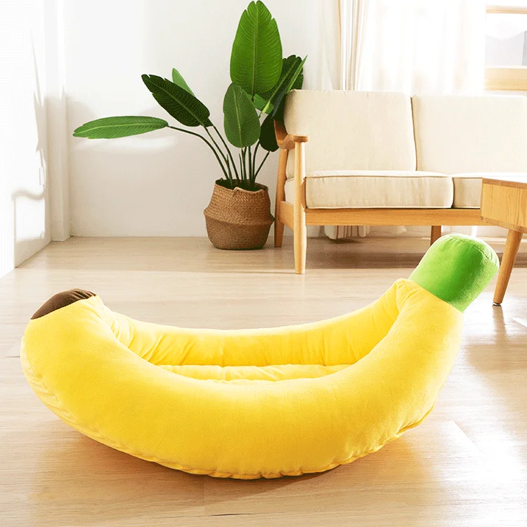 Memory Foam Washable Dog Bed Wholesale Banana Shape Funny Pet Beds Calming Dog Nest Cat Pet Deep Sleeping Bed