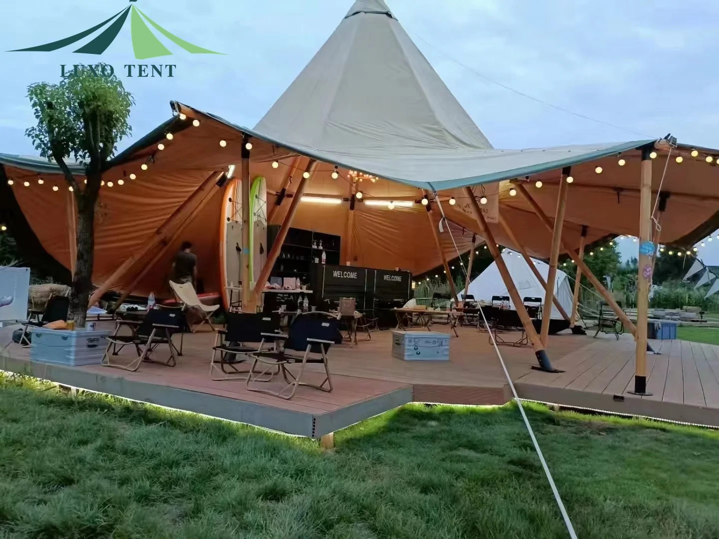 LUXO Large Waterproof Tipi Indian Safari Tent Strech Tent For Party Wedding Camping