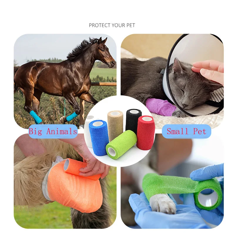 Nonwoven Elastic Self Adhesive Horse Care Products Colored Hoof Leg Vet Wrap Horse leg Cohesive Bandage