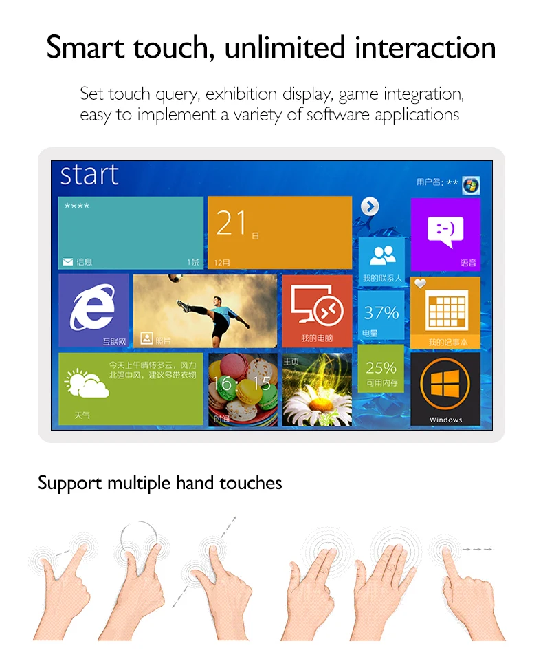 interactive panel capacitive touch screen  21.5 inch floor standing display kiosk