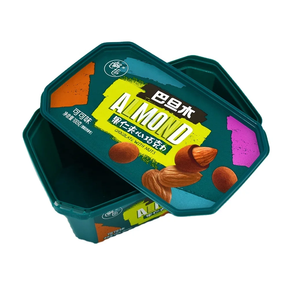 Luckytime IML eco friendly custom food plastic box containers packaging with lids stackable tamper proof rectangle