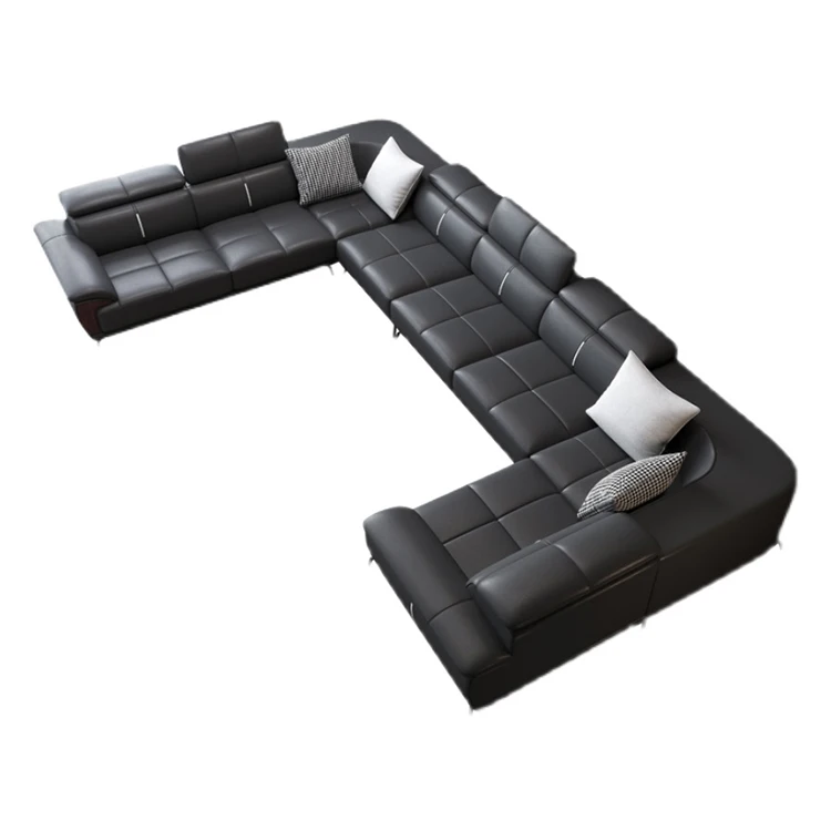 
leather luxury big corner sofa l shape fabric sofa living room u-form large sofa for big family room 