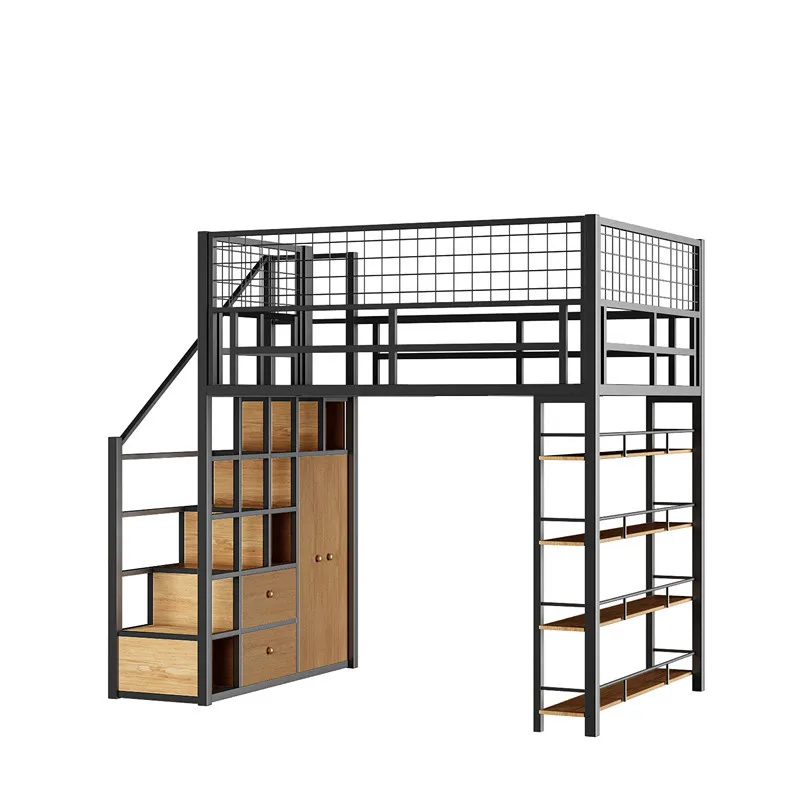 Bedroom Bed Hostel Bed Adult Loft Bed Bedroom Furniture with Stairs Metal Steel Latest Modern Customized Bedroom Sets 25-30 Days
