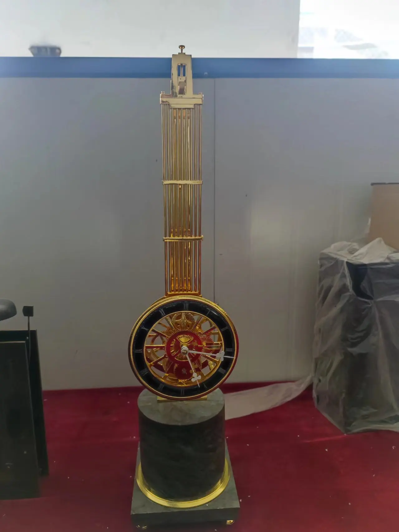 19th French Large Vintage Solid Brass Lg Mechanical Movement Pendulum Desk Watch Clock for Home Decoration