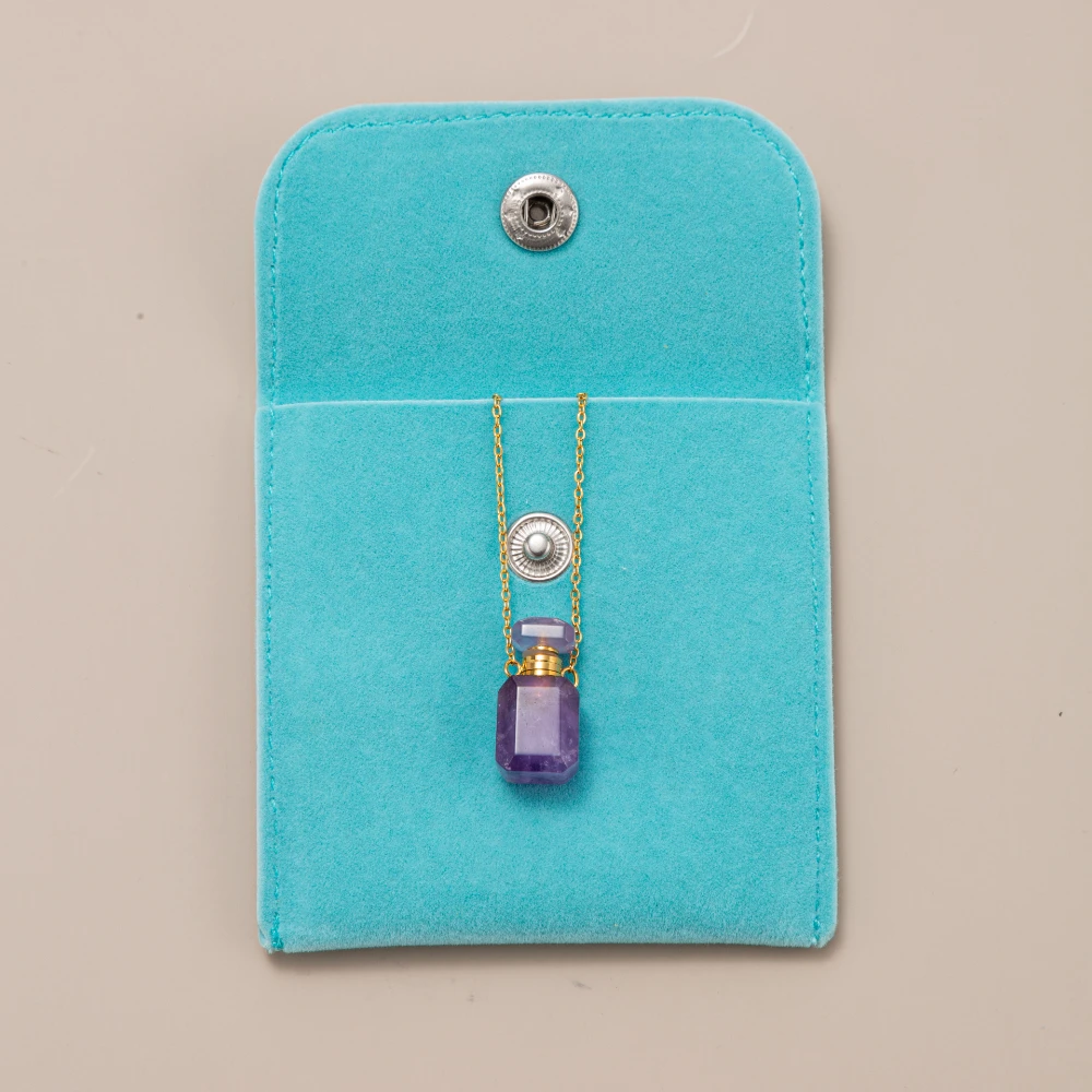 Mini Natural Stone Essential Oil Diffuser Perfume Aromatherapy Bottle Pendant Necklace Jewelry with Golden Silver Chain Necklace