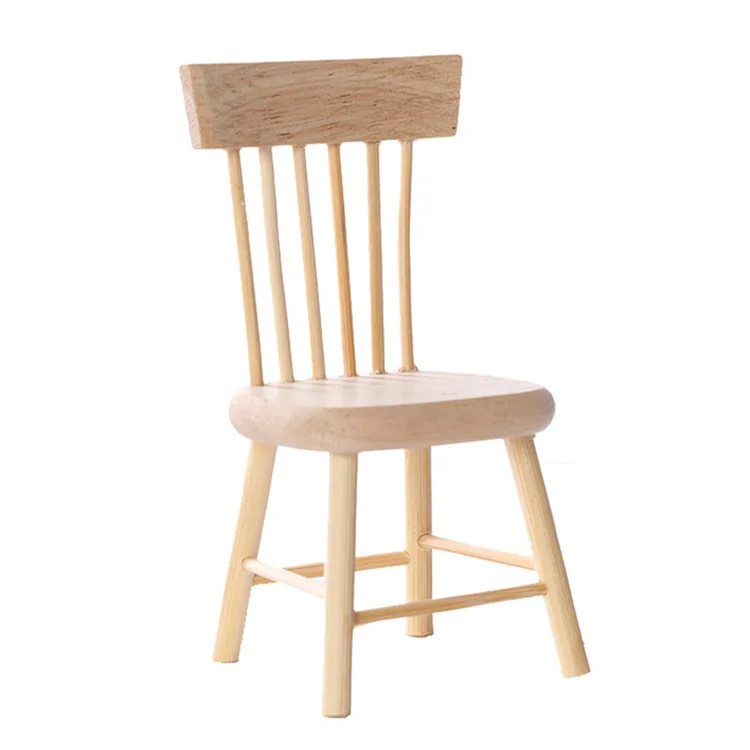 High Quality Solid Wood Miniature Furniture Wooden Chair for Kids Dollhouse