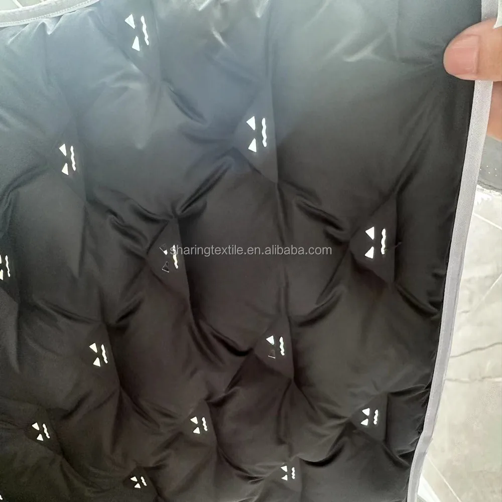 4 Layers Bonded Hole Hollow Out Polyester Fabric Tpu Embossed Transfer Film Laminated Downproof Channel Fabric for Downjacket