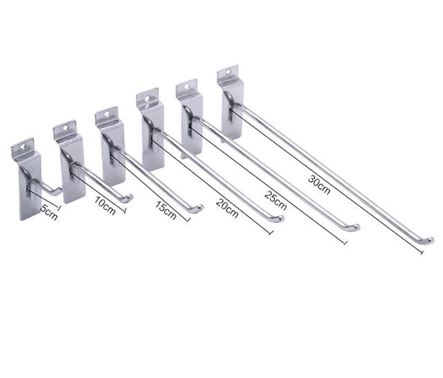 200 / 300 / 400mm heavy duty Chrome Matel slatwall / pegboard hooks