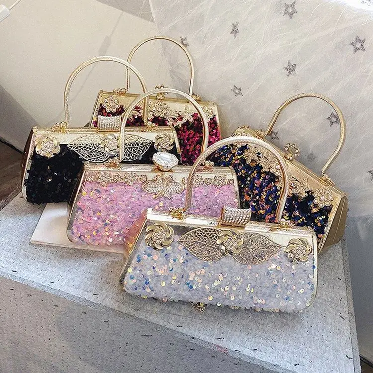 Fashion Handbag 2023 Evening Bag 2023 Rhinestone Dinner Bag Wicker Wholesale New Style Sequin Chain Shoulder Messenger Bag