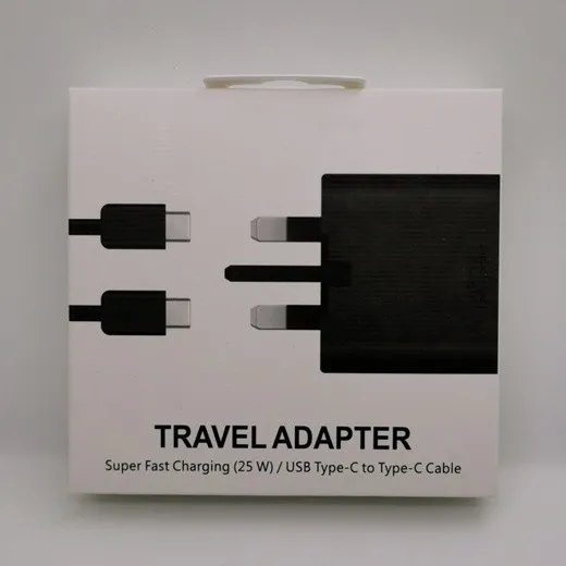 Super Fast Charger 25W UK 3 pin charger C USb Phone quick Charger For Samsung Galaxy Note10 20 Travel Adapter