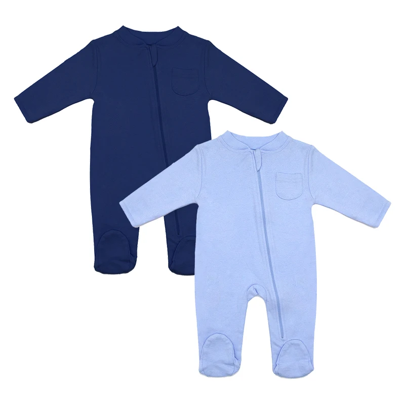 GOTS Certified 100% Organic Cotton Custom Solid Color Print New Born Pajamas Baby Rompers Clothes