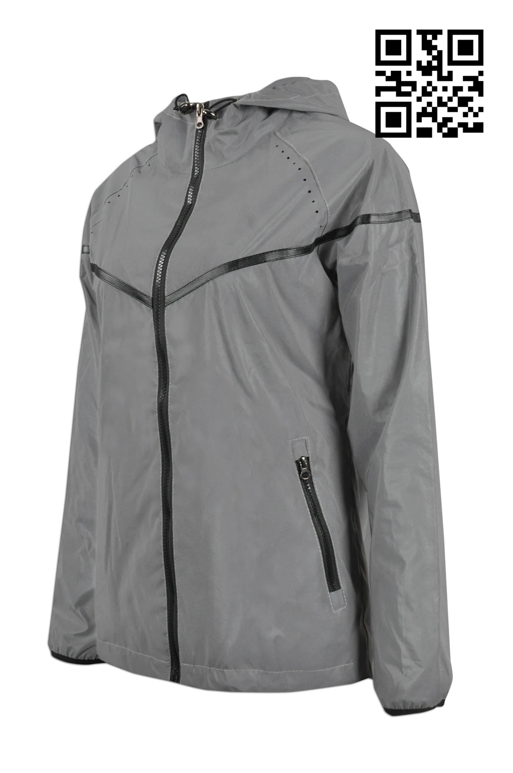 IGift Low MOQ OEM Outerwear Fashionable PU Coating Gray Color Hi Vis Windbreaker Casual Reflective Jacket