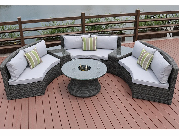 Newest Design U Shape Poolside Rattan Outdoor Sofa Sets Wicker