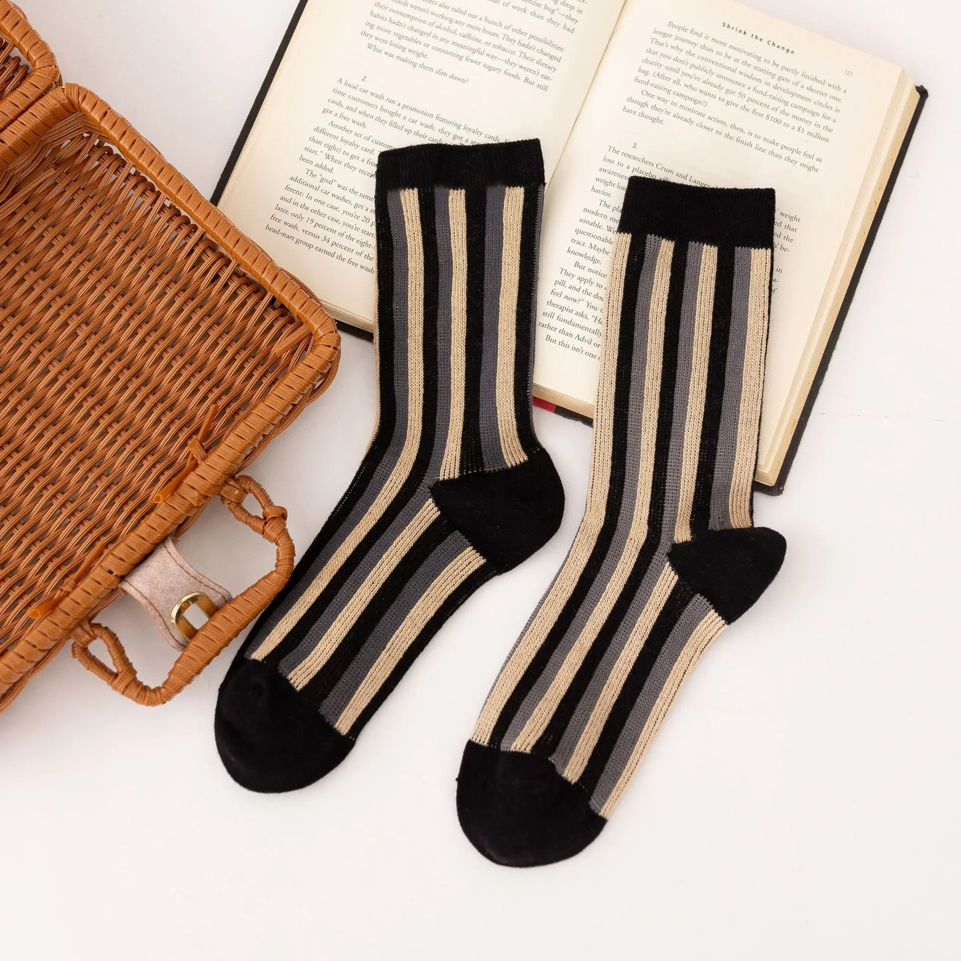 Autumn and Winter New Black and White Series College Style Socks Girls Socks