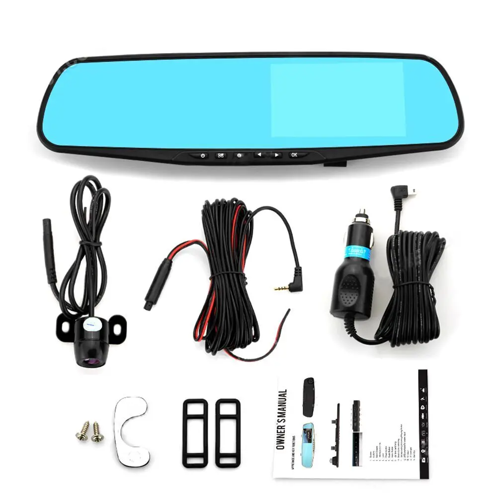 Dropshipping Car DVR FHD 1080P 4.3' IPS Video Recorder Dual Lens With Rearview Camera Dash Cam Night