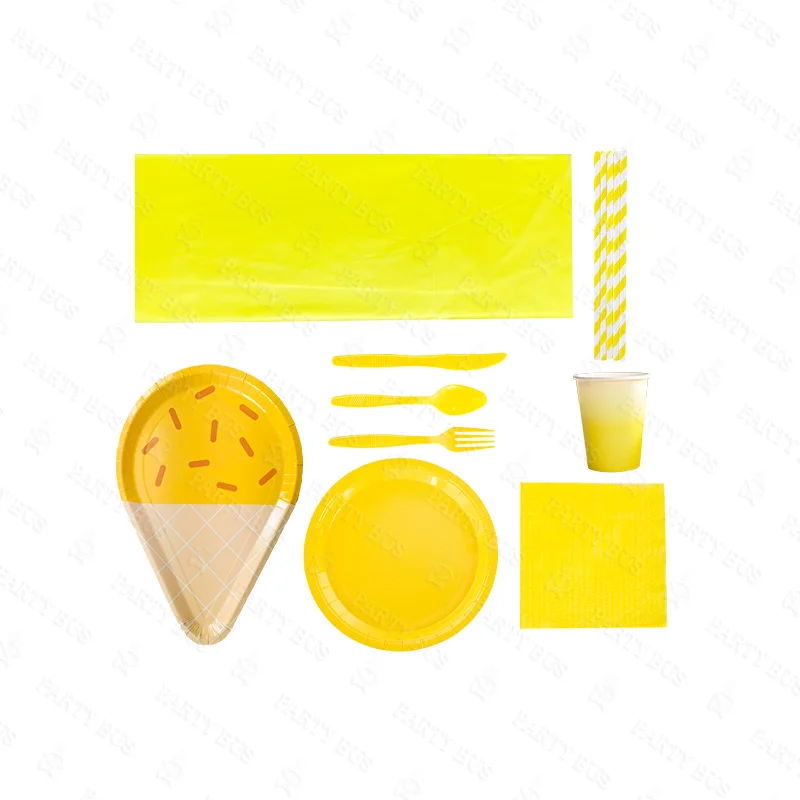 Partybus Optional Ice Cream Shape Paper Plate/ Cup/ Napkin Disposable Party Tableware Set