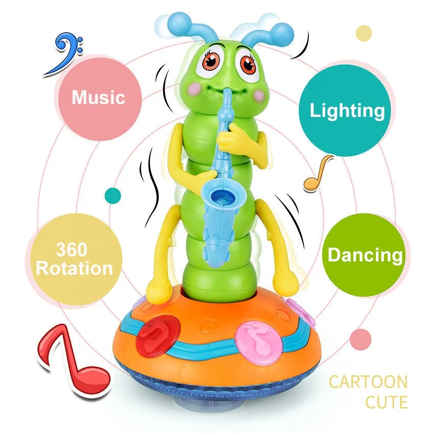 Factory Cheap Price Electronic Toys Swing Saxophone Caterpillar Toy Baby Light Musical Dancing Electronic Toys For Kids