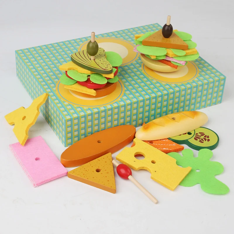 Customizable Wooden Mesh Picnic Basket with Hamburg French Fries Ice Cream Foldable Factory Design Unisex Purse Basket