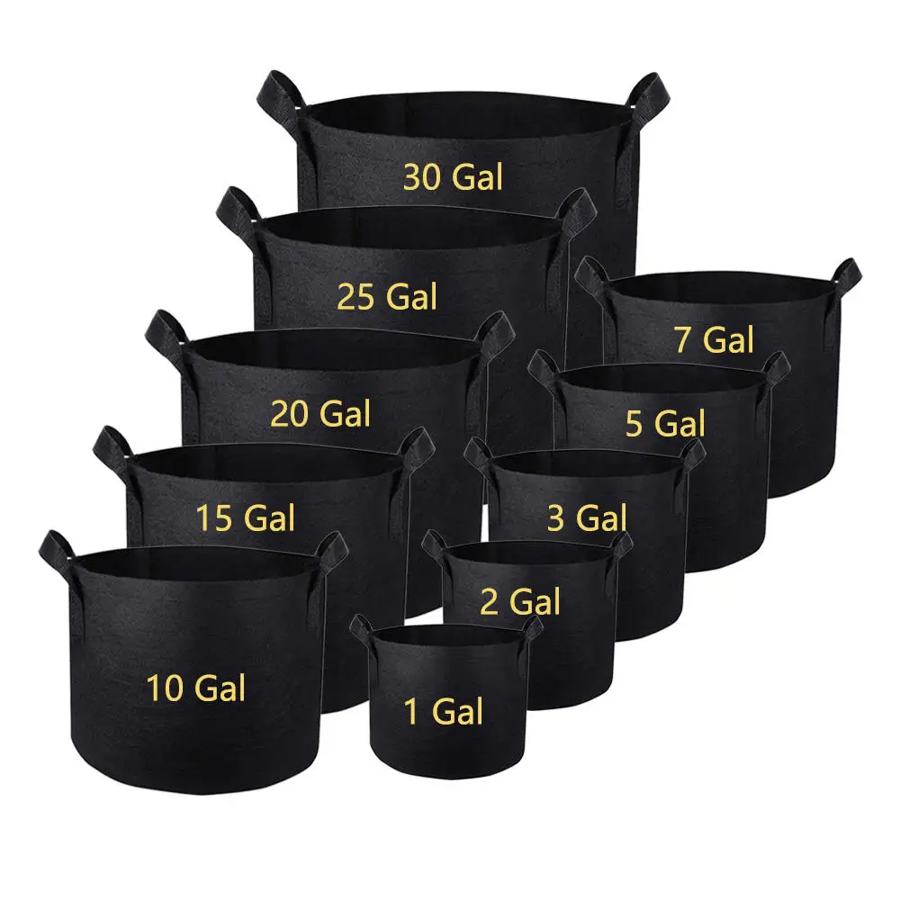 Hydroponic Custom 7.5 Liter Plant Grow Bags Green Non-Woven Fabric Peach Blueberry Grow Pots