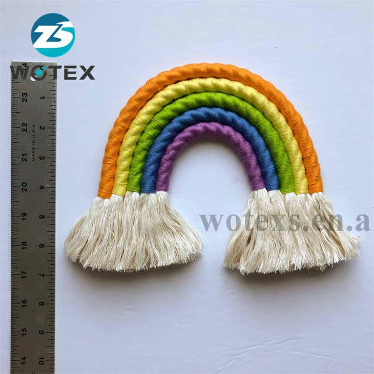 BM037 Factory price Baby boy Nursery art Chunky Fiber Rainbow Wall hanging decor macrame Rope rainbows